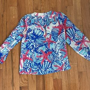 LILLY PULITZER silk elsa top starfish pattern size small